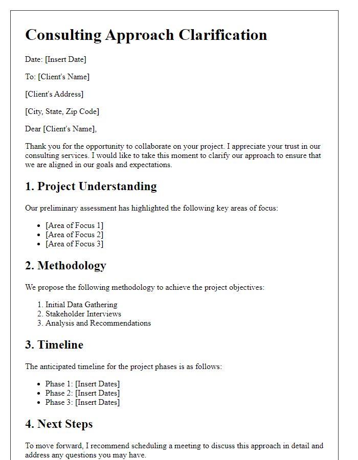 Letter template of consulting approach clarification.