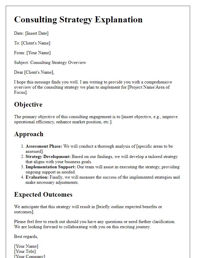 Letter template of consulting strategy explanation.