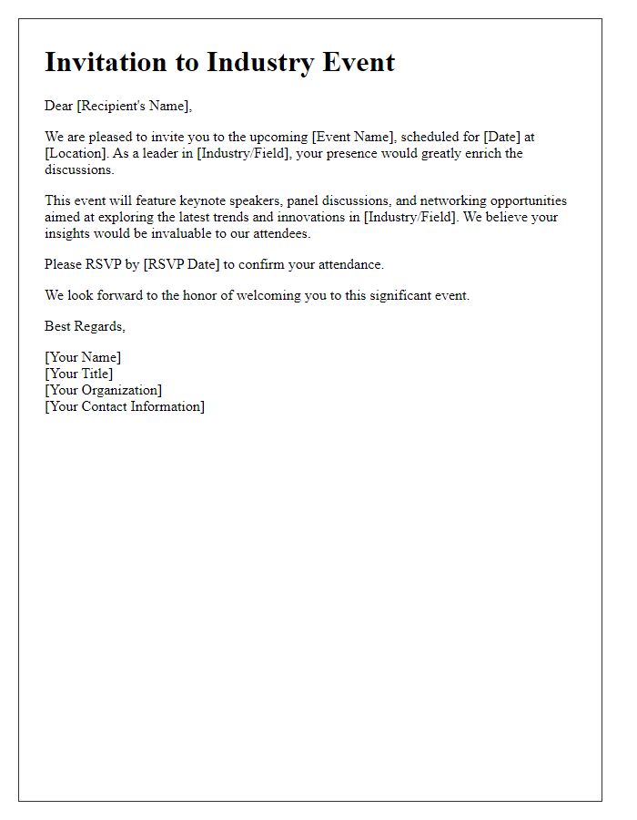 Letter template of executive leadership invitation to industry event