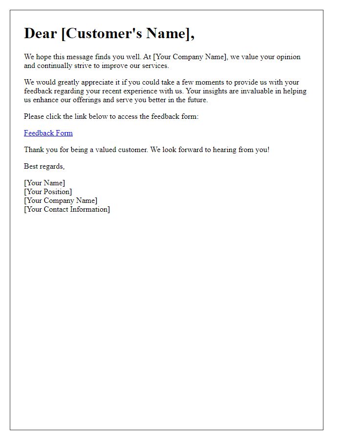 Letter template of feedback request from valued customers