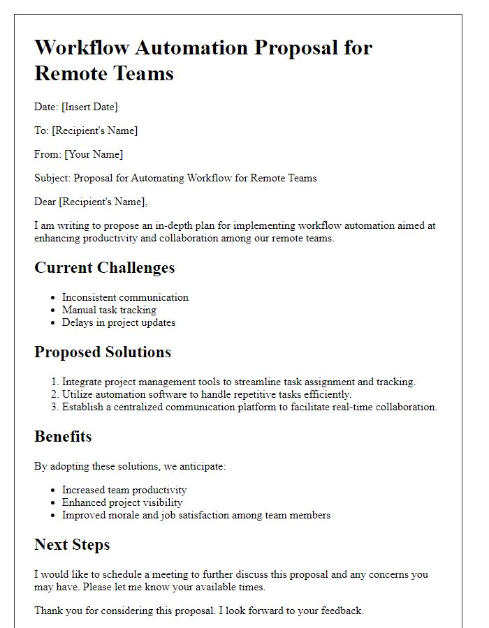 Letter template of workflow automation proposal for remote teams.