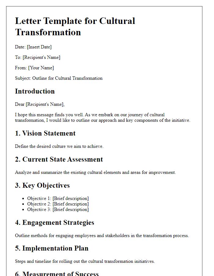 Letter template of cultural transformation outline