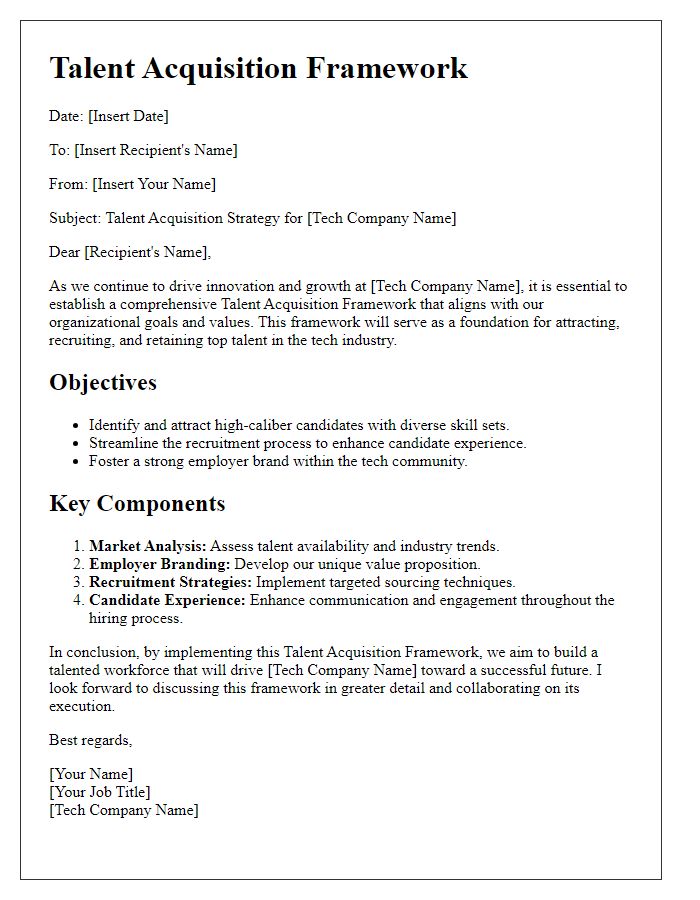 Letter template of talent acquisition framework for tech companies