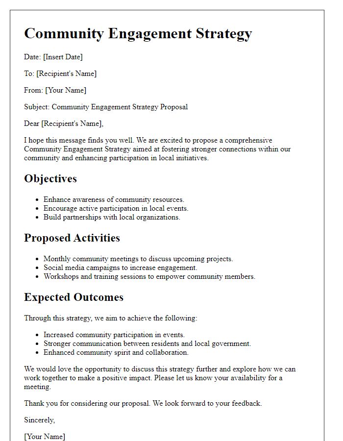 Letter template of community engagement strategy