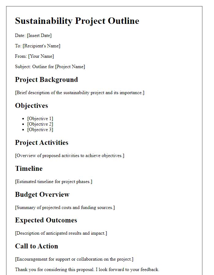 Letter template of sustainability project outline