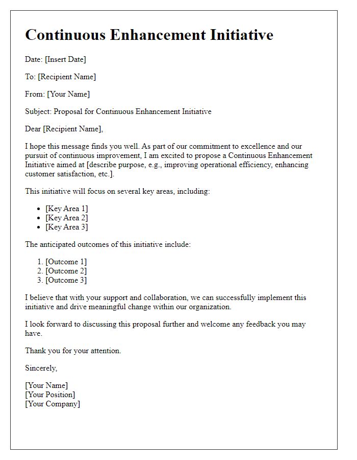 Letter template of continuous enhancement initiative