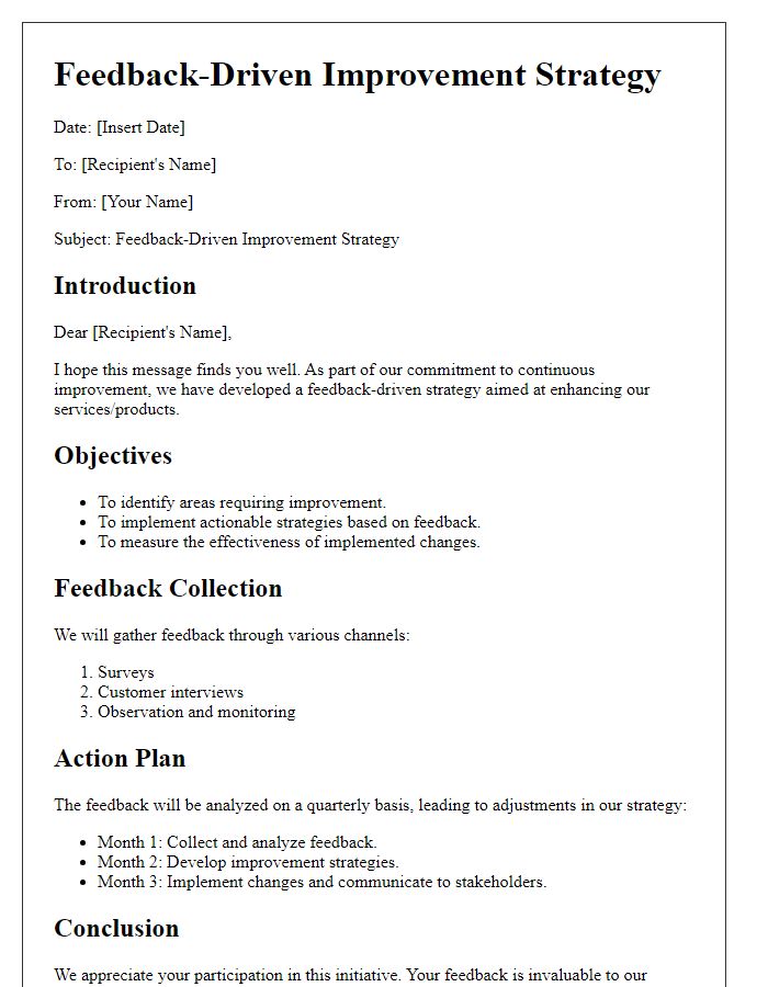 Letter template of feedback-driven improvement strategy