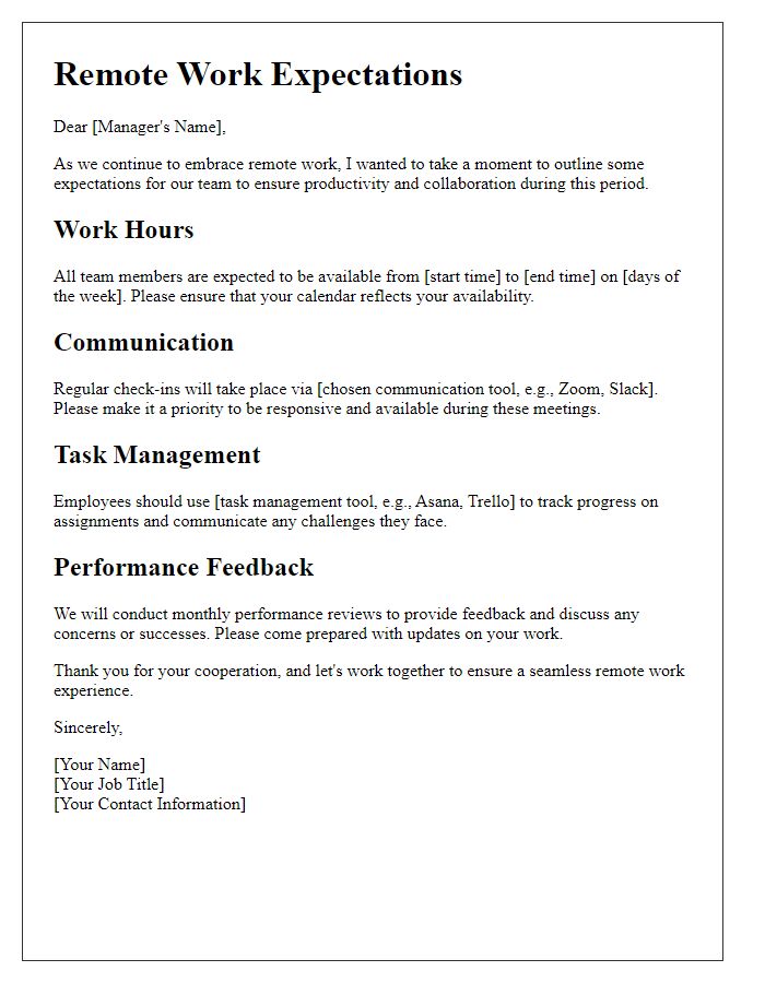 Letter template of remote work expectations for managers.