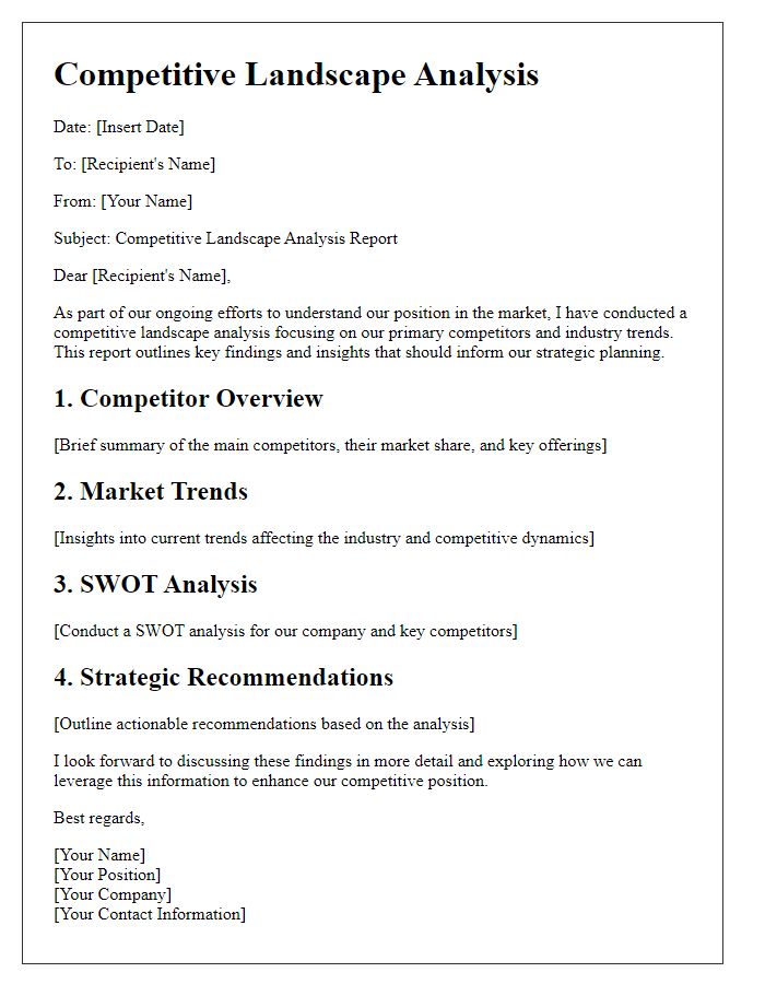 Letter template of competitive landscape analysis