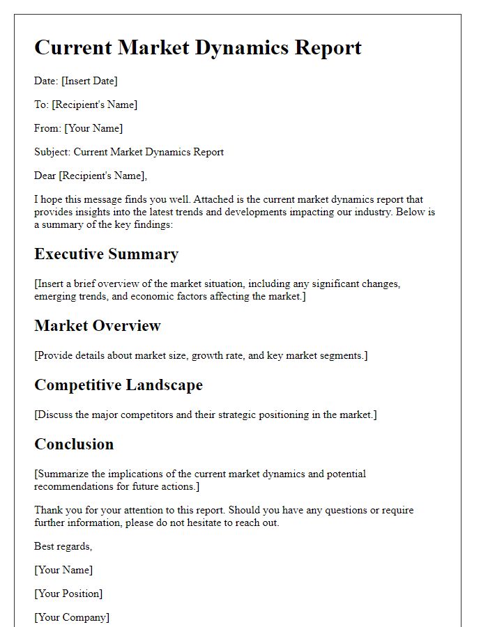 Letter template of current market dynamics report