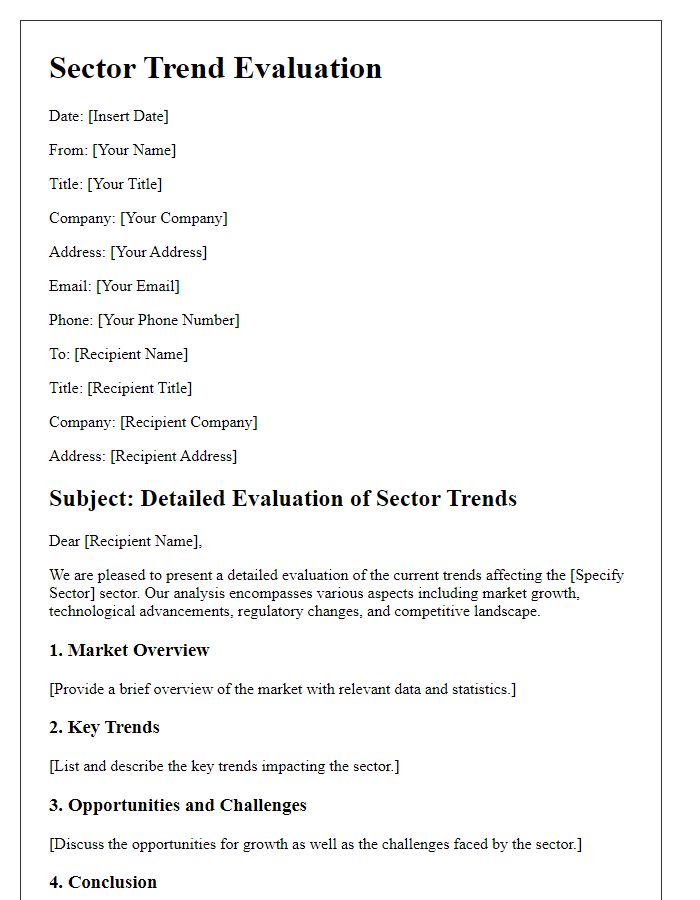 Letter template of detailed sector trend evaluation