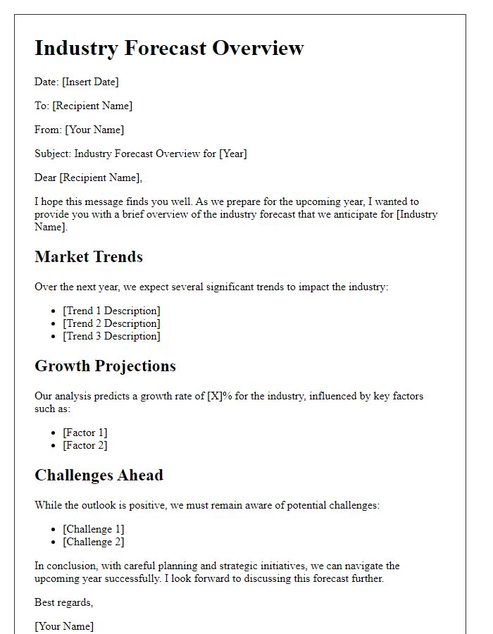 Letter template of industry forecast overview