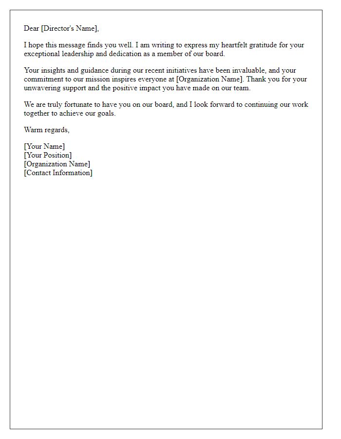 Letter template of heartfelt thanks to a board director