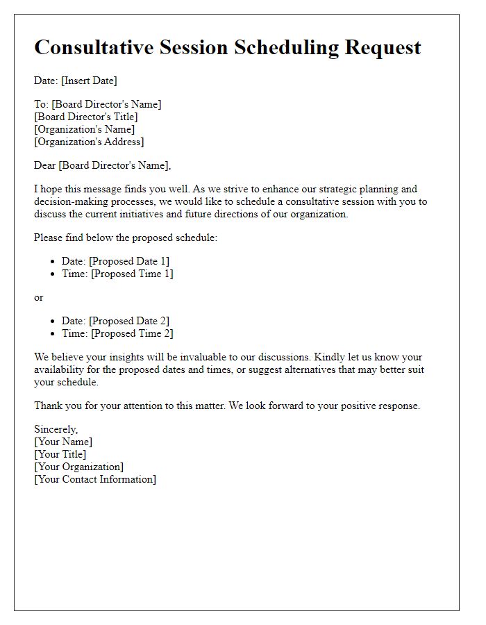 Letter template of board director consultative session scheduling