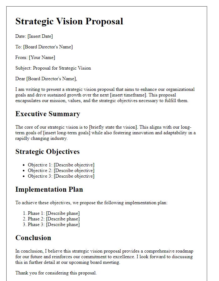 Letter template of strategic vision proposal for board directors