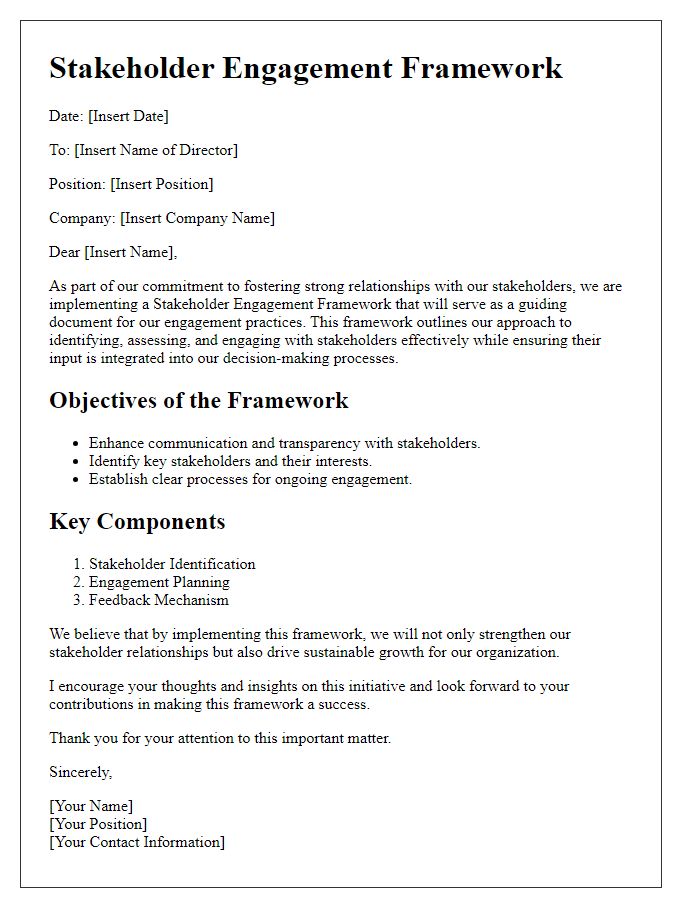 Letter template of Stakeholder Engagement Framework for Directors