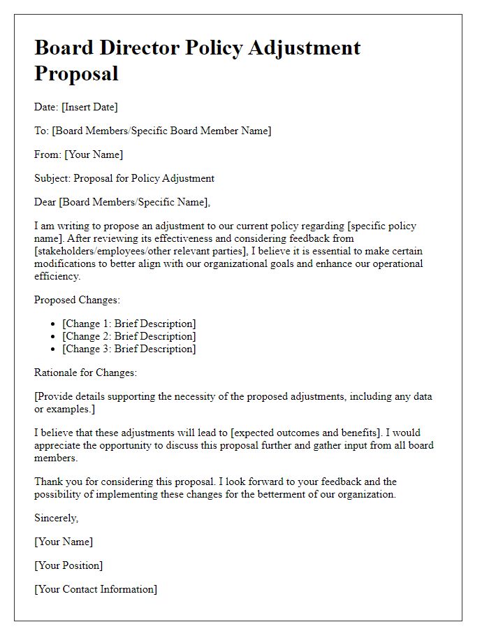 Letter template of board director policy adjustment proposal