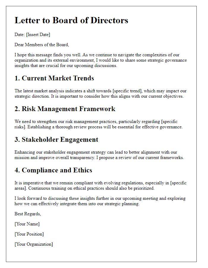 Letter template of strategic governance insights for directors