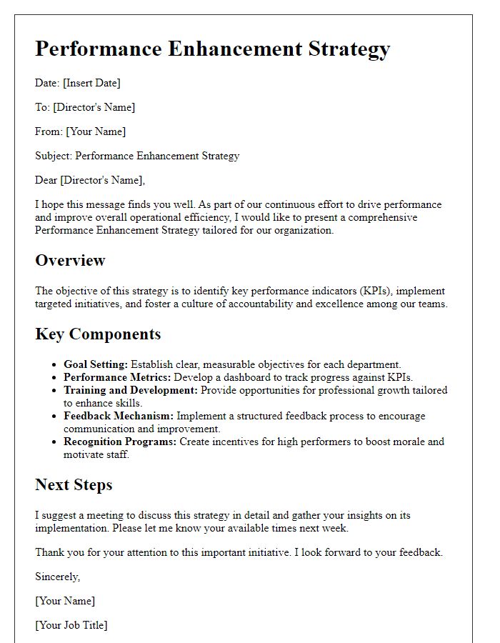 Letter template of performance enhancement strategy for directors