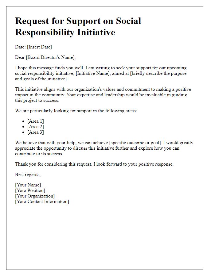 Letter template of request for board director's support on social responsibility initiative