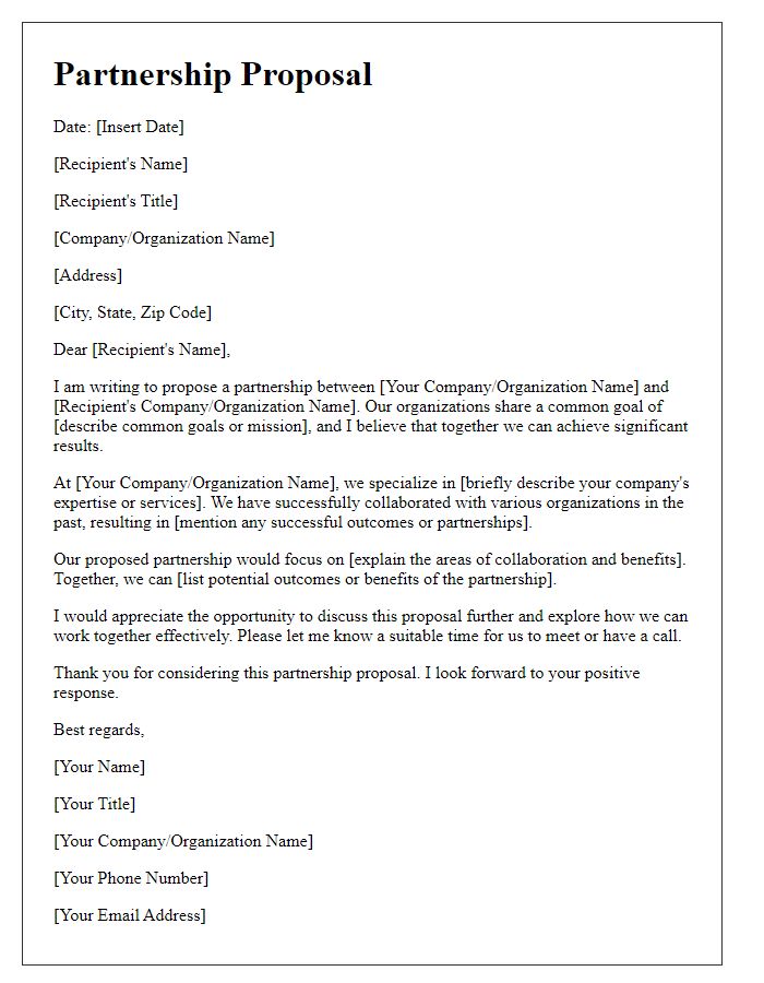 Letter template of partnership proposal for board directors