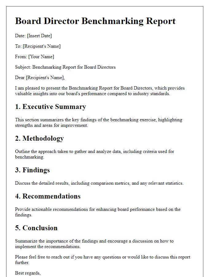 Letter template of board director benchmarking report