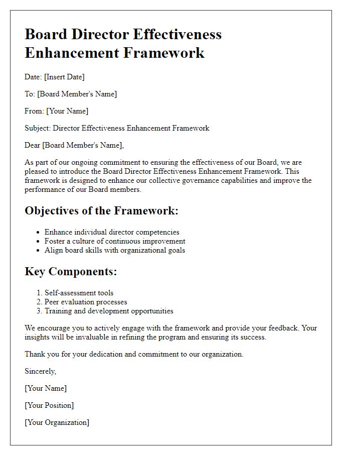 Letter template of Board Director Effectiveness Enhancement Framework