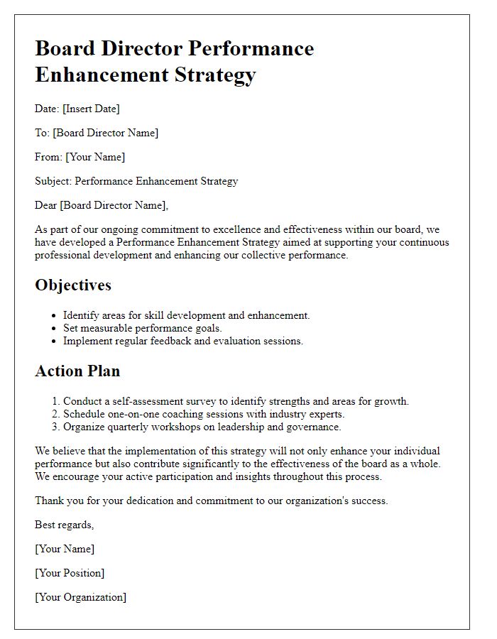 Letter template of Board Director Performance Enhancement Strategy