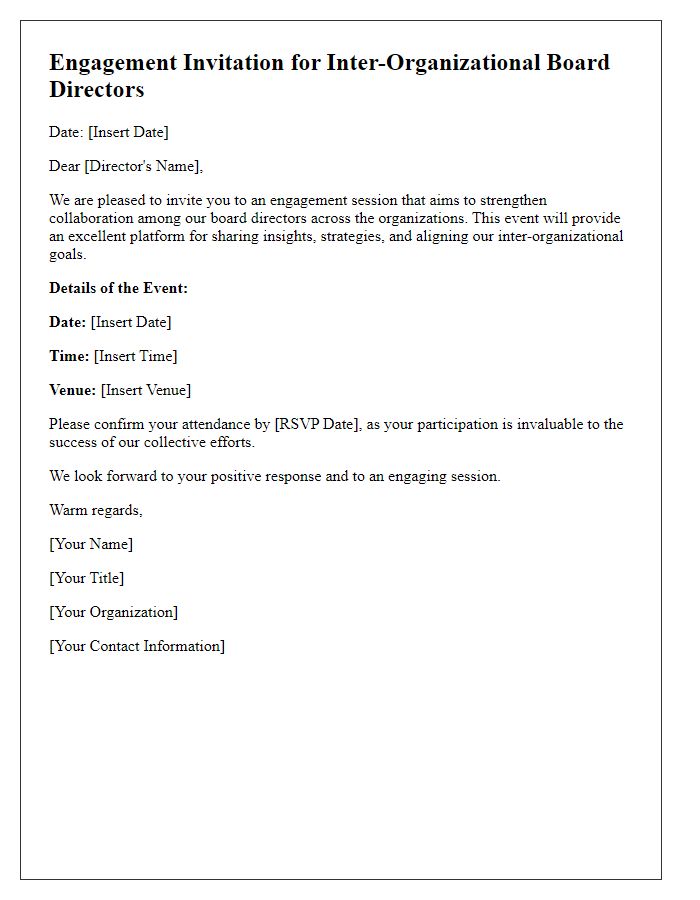 Letter template of engagement invitation for inter-organizational board directors