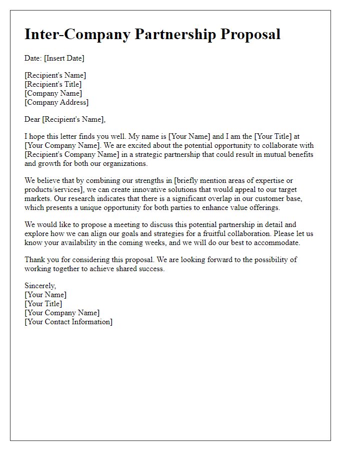 Letter template of inter-company partnership proposal for board executives.