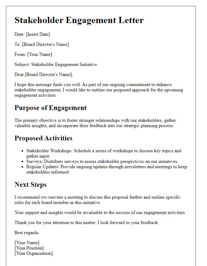 Letter template of stakeholder engagement for board directors