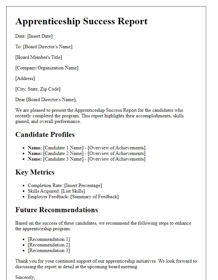 Letter template of apprenticeship success report for board director candidates