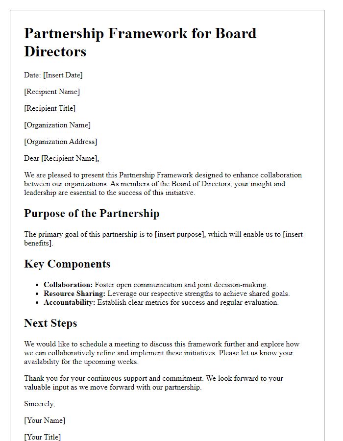 Letter template of Partnership Framework for Board Directors