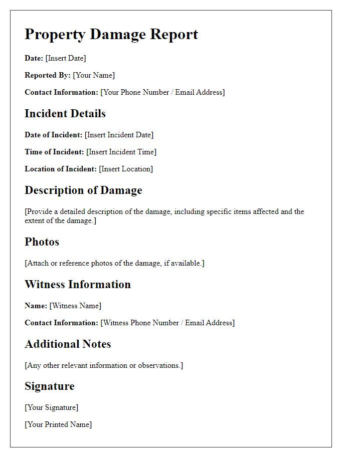 Letter template of Property Damage Report