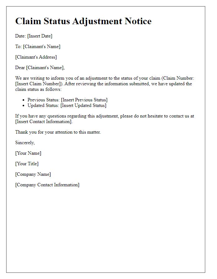 Letter template of claim status adjustment notice