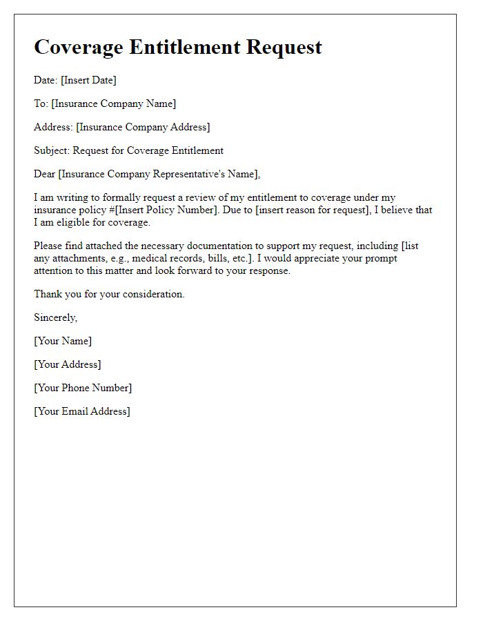 Letter template of coverage entitlement request