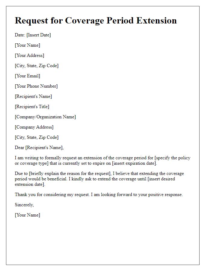 Letter template of coverage period extension request