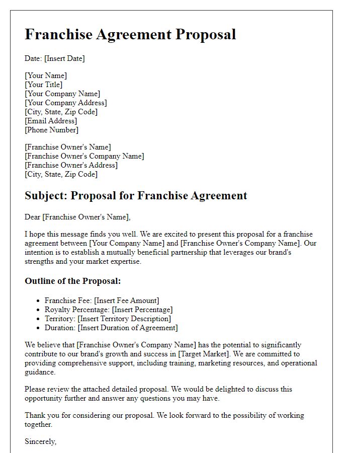 Letter template of franchise agreement proposal