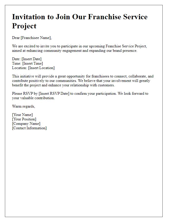 Letter template of franchise service project invitation