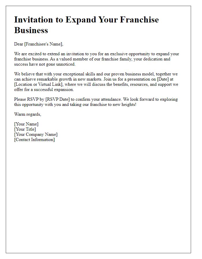 Letter template of Franchise Business Expansion Invitation