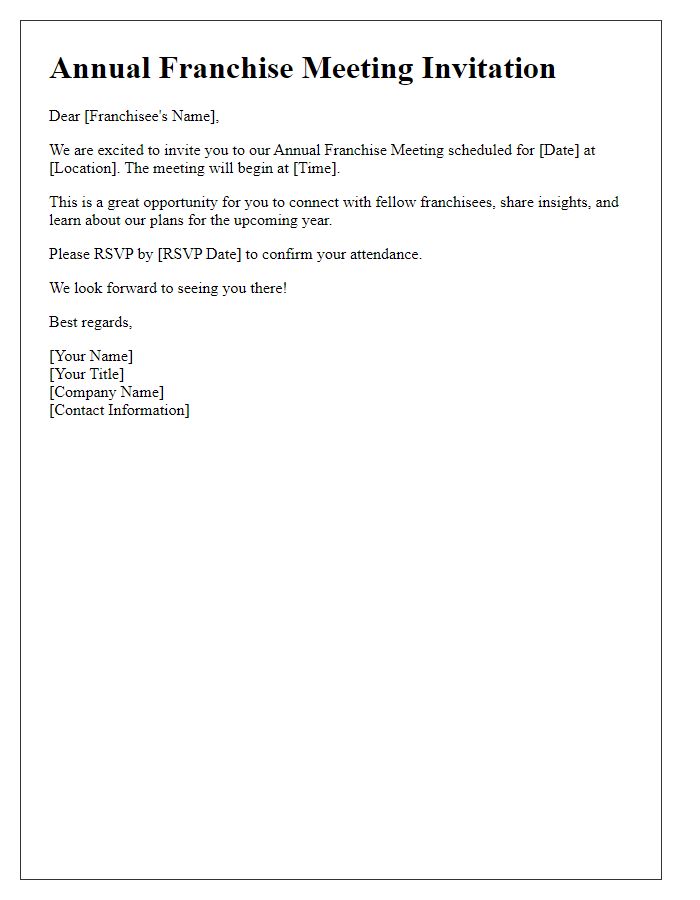 Letter template of Annual Franchise Meeting Invitation