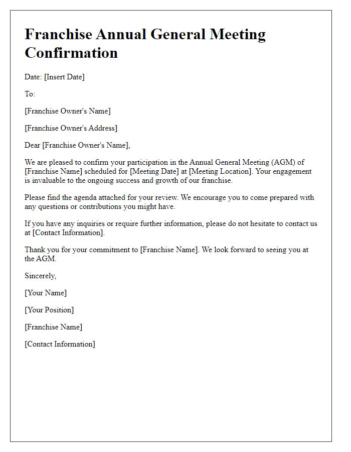 Letter template of Franchise AGM Participation Confirmation