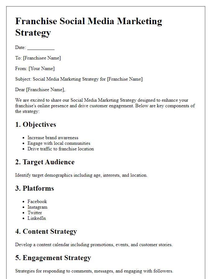 Letter template of franchise social media marketing strategy