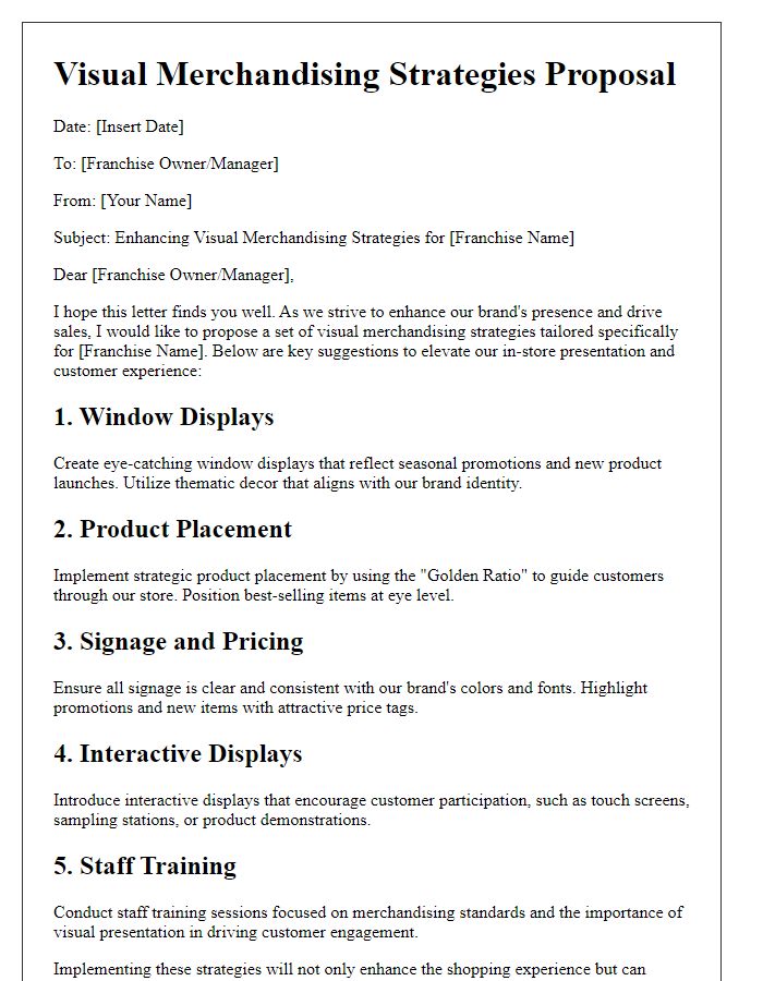 Letter template of franchise visual merchandising strategies.