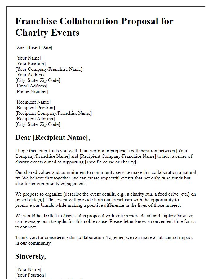 Letter template of franchise collaboration proposal for charity events