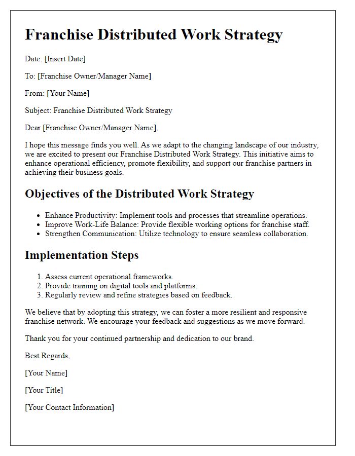 Letter template of Franchise Distributed Work Strategy