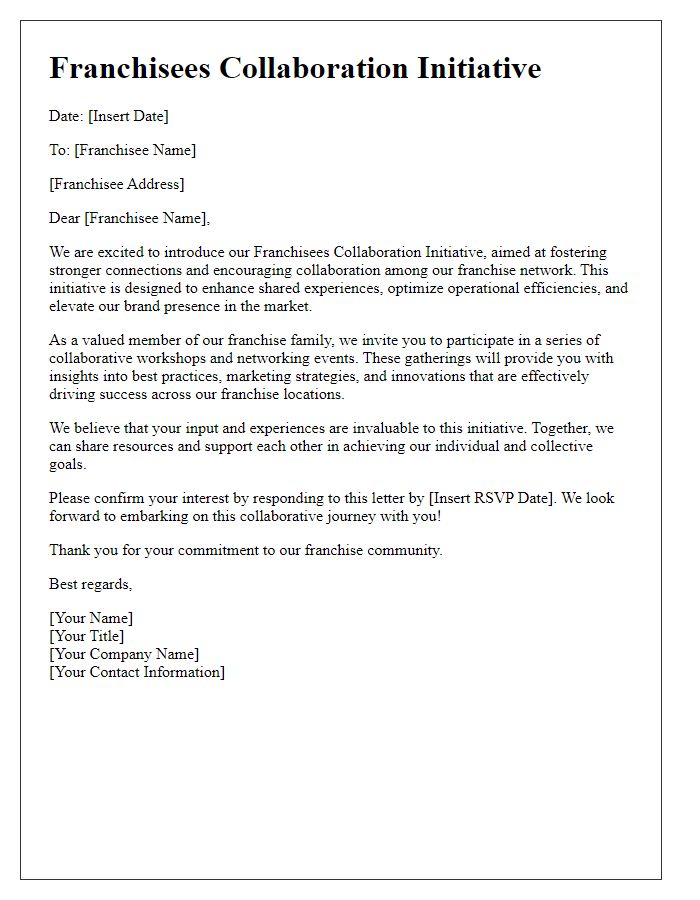 Letter template of Franchisees Collaboration Initiative