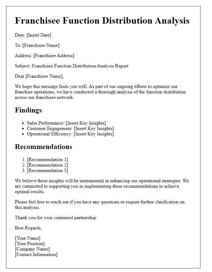 Letter template of franchisee function distribution analysis