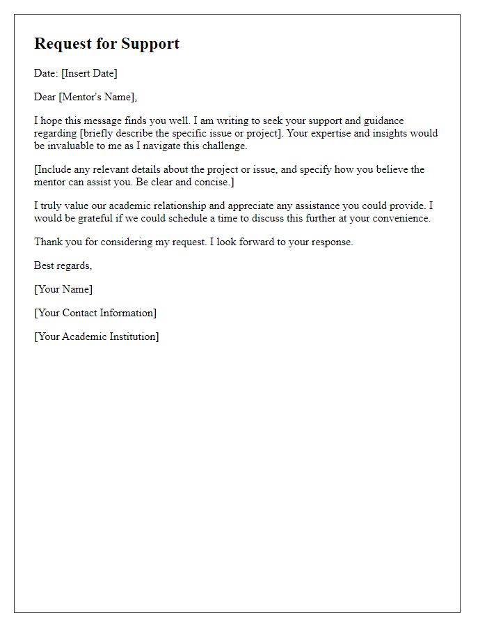 Letter template of request for support from academic mentor