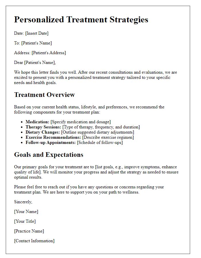 Letter template of personalized treatment strategies.